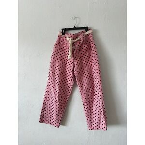 LovLov Pink Polka Dot High Waisted barrel Pants with Rope Belt Size M